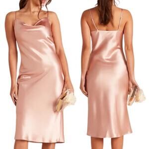 Birdy Grey Taupe Lisa Satin Midi Dress Small